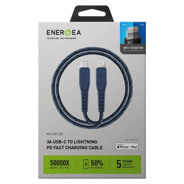 Energea C94 NyloFlex 1.5 m Siyah Type-C to Lightning Hızlı Şarj Kablosu - Görsel 4