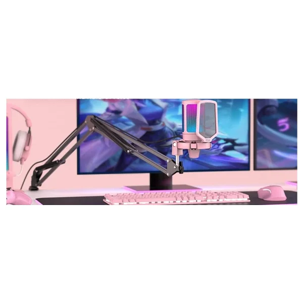 Fifine Ampligame A6T Pembe RGB USB Yayıncı Mikrofonu - Görsel 9