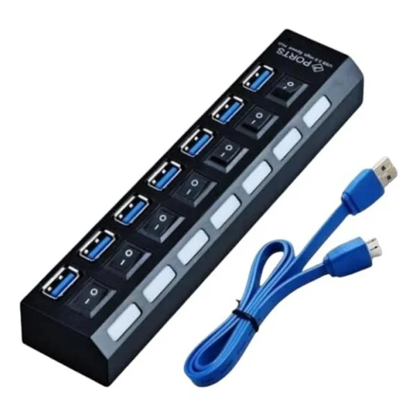 7 Port Usb 3.0 2.0 Hub Anahtarlı Çoklayıcı Çoğaltıcı Switch - Görsel 2