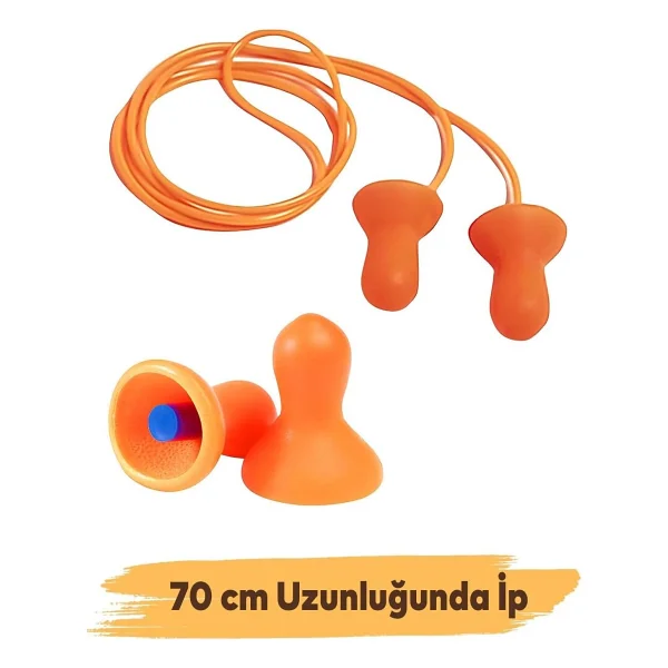 (5 Adet) Kulak Tıkacı 26 Db Yıkanabilir İpli Tıkaç Gürültü Ses Önleyici Yüzme Su Kaçma Kulak Koruyucu - Görsel 3