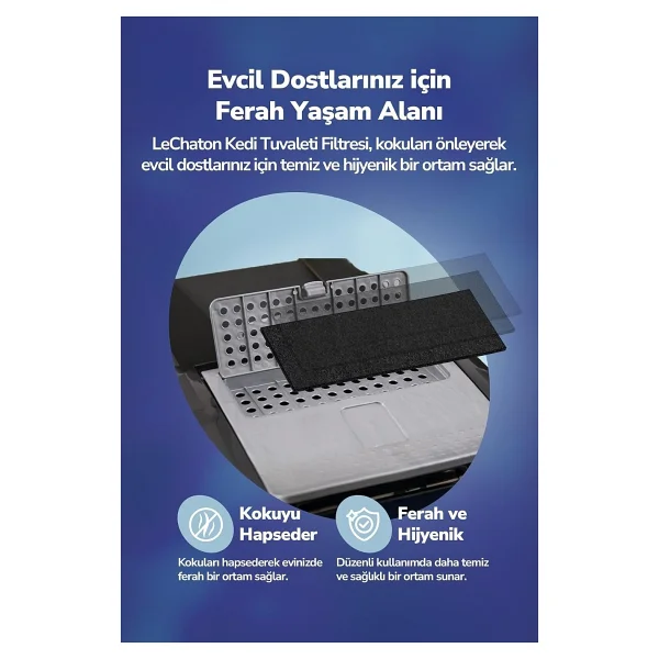 Lüks Kapalı Kedi Tuvaleti Için 2'li Filtre Dikdörtgen 6,5x18 cm (3 mm) - Görsel 2