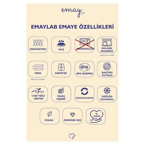 Emaylab Cupid Kalp Desenli Emaye Saklama Kabı Seti - Görsel 6