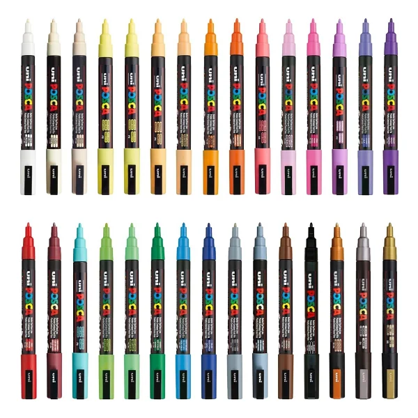 Uni Posca Markör Kalem 3M Set 0.9-1.3 mm Keçe Uçlu (30'lu Set) - Görsel 6