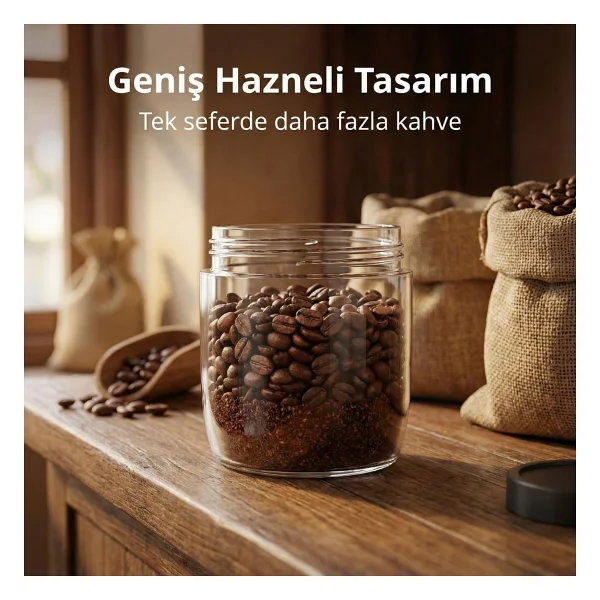 Şarjlı Kahve Öğütücü, İncelik Ayarlı Öğütme Sistemi, Güçlü Öğütücü Motor, Geniş Hazneli Tasarım, 1800 mAh Uzun Şarj Ömrü, Ev Ofis Restoran Kullanımına Uygun Taşınabilir Kahve Öğütme Değirmeni - Görsel 5