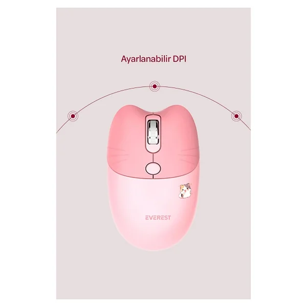 Everest Catty Mini KM-6285 Pembe TKL Kablosuz Klavye Mouse Seti - Görsel 5