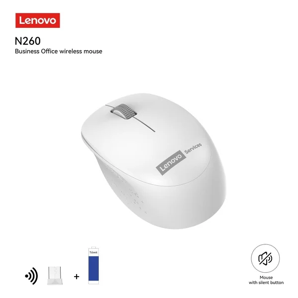 Lenovo N260 Beyaz Optik Kablosuz Mouse - Görsel 2
