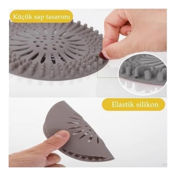 13 cm Silikon Gider Süzgeci ve Saç Tutucu - Mutfak, Banyo ve Duş İçin Tıkanıklık Önleyici Kaymaz Yuvarlak Lavabo ve Gider Filtresi - Görsel 6