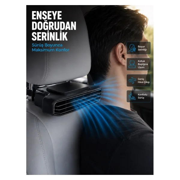 Araç Koltuğu Için 5 Hız Kademeli Soğutucu Fan Aroma Hazneli Usb-C Şarjlı - Lisinya - Görsel 2