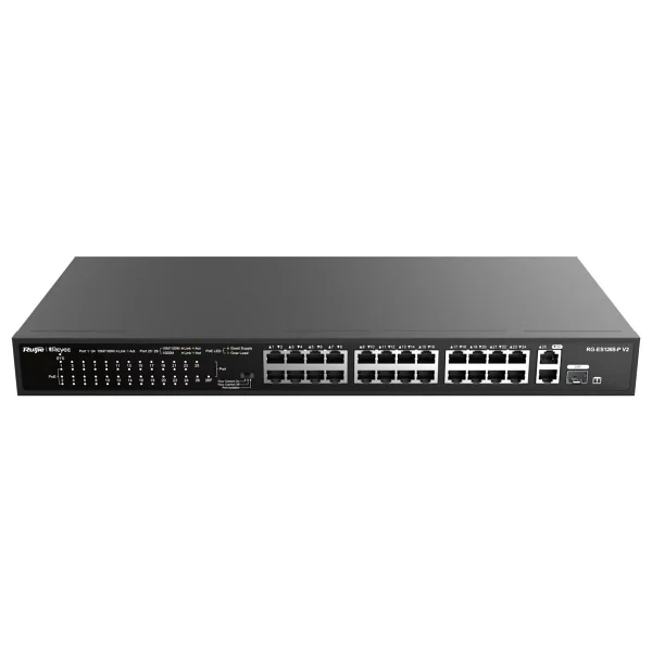 Reyee RG-ES126S-P 26 Portlu, 10/100 Fast Ethernet, Tak Çalıştır Switch, 1 Gigabit Uplink, 1 Gigabit Combo, 24 Port PoE+ (370W) - Görsel 7