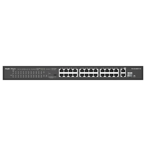 Reyee RG-ES126S-P 26 Portlu, 10/100 Fast Ethernet, Tak Çalıştır Switch, 1 Gigabit Uplink, 1 Gigabit Combo, 24 Port PoE+ (370W) - Görsel 8