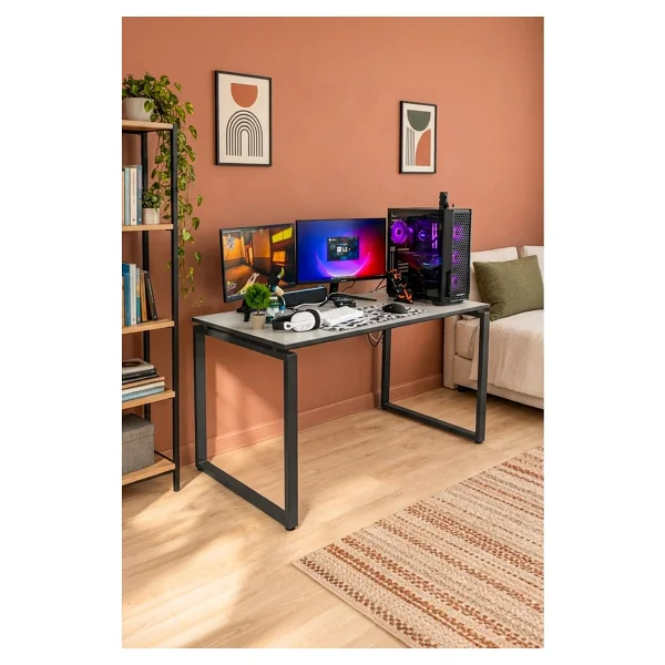 Arpelia Çalışma Masası 140x70x73 Cm Dikdörtgen Ayaklı Antrasit - Görsel 2