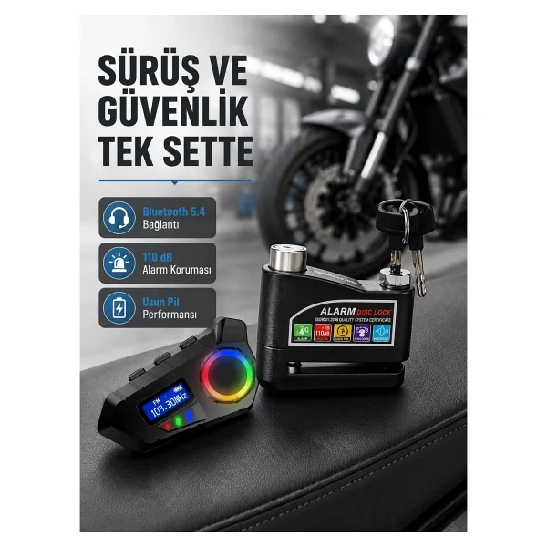 Epilons Bluetooth 5.4 Intercom ve Alarmlı Disk Kilidi Seti Güçlü Ses ve Güvenlik - Görsel 6