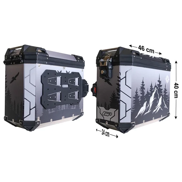 Gp Kompozit Dsn05 Universal 40 Lt X 2 Desenli Alüminyum Motosiklet Yan Çanta Seti - Görsel 4