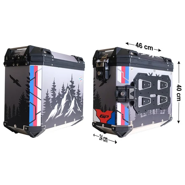 Gp Kompozit Dsn06 Universal 40 Lt X 2 Desenli Alüminyum Motosiklet Yan Çanta Seti - Görsel 4