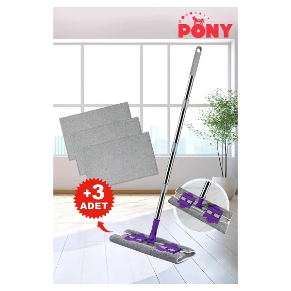 Pony Mandallı Mop Mikrofiber Yüzey Temizlik Seti - Görsel 7