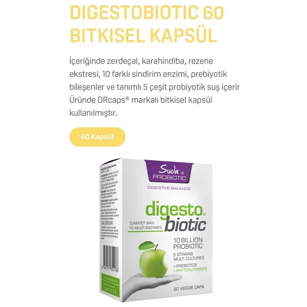 Suda Probiotic Digestobiotic 60 Kapsül - Görsel 5