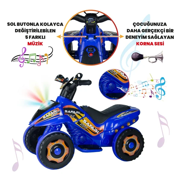 UJ Toys Safari Mavi 6 V Akülü ATV - Görsel 3