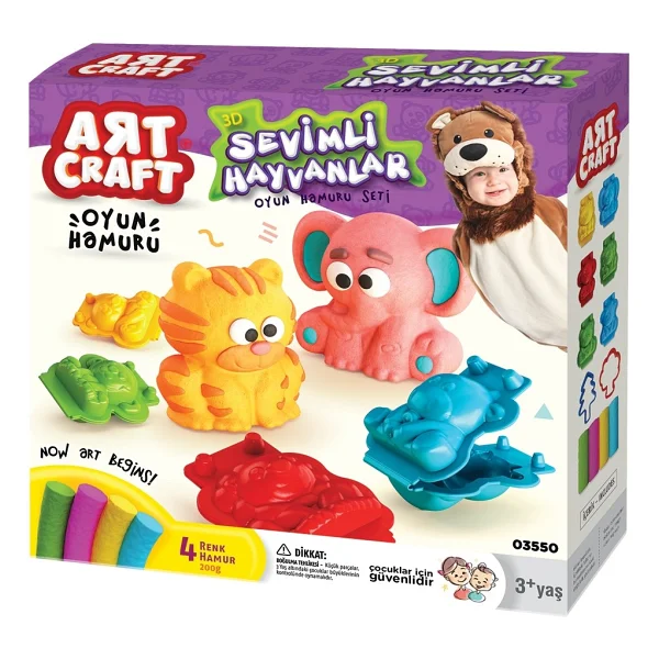 Art Craft 3D Sevimli Hayvanlar Oyun Hamuru Seti 200 gr 03550 - Görsel 3
