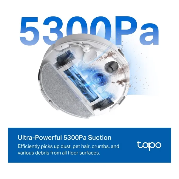 TP-Link Tapo RV30 Max Plus Beyaz Çöp İstasyonlu Akıllı Robot Süpürge - Görsel 6