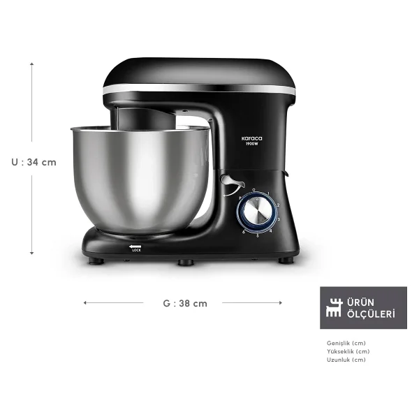 Karaca Chefcrafter 1900 W Black 7 lt Stand Mikser - Görsel 3