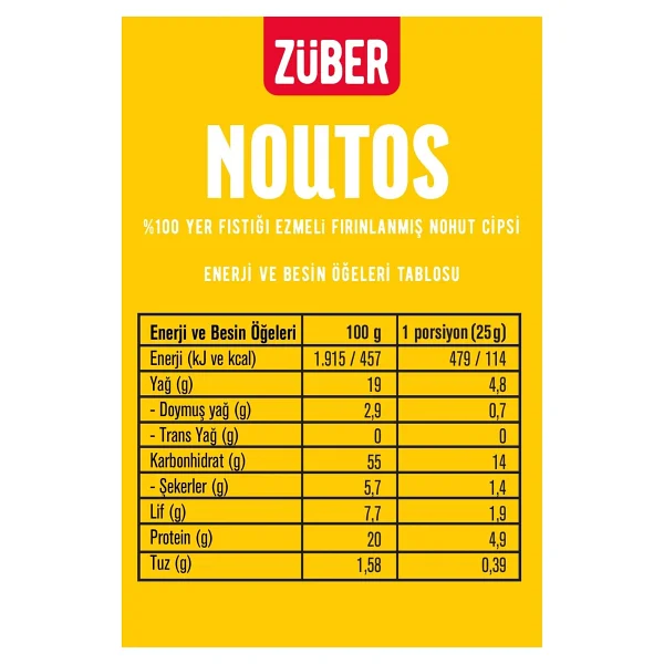 Züber Noutos Fıstık Ezmeli Fırınlanmış Nohut Cipsi 55 gr 5'li - Görsel 2