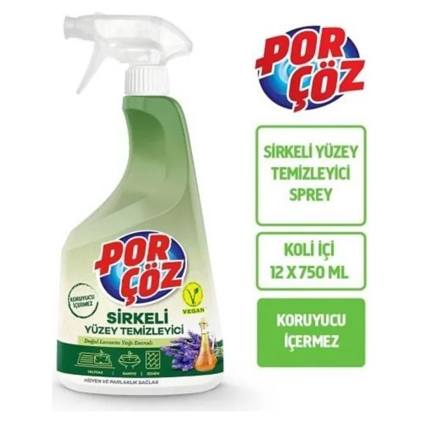 Porçöz Sirkeli Yüzey Temizleyici 750 ml - Görsel 3