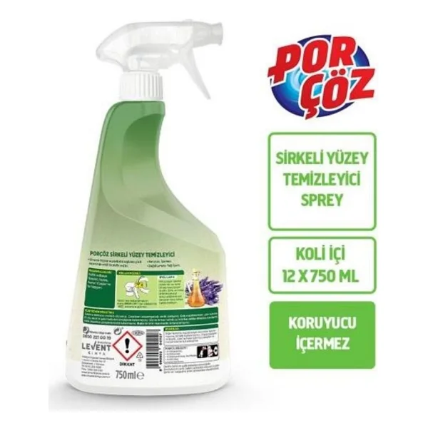 Porçöz Sirkeli Yüzey Temizleyici 750 ml - Görsel 2