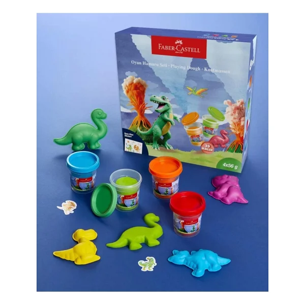 Faber-Castell Dino 4X56 Gr Oyun Hamuru Ve 3D Kalıp Oyun Hamuru Seti - Görsel 6