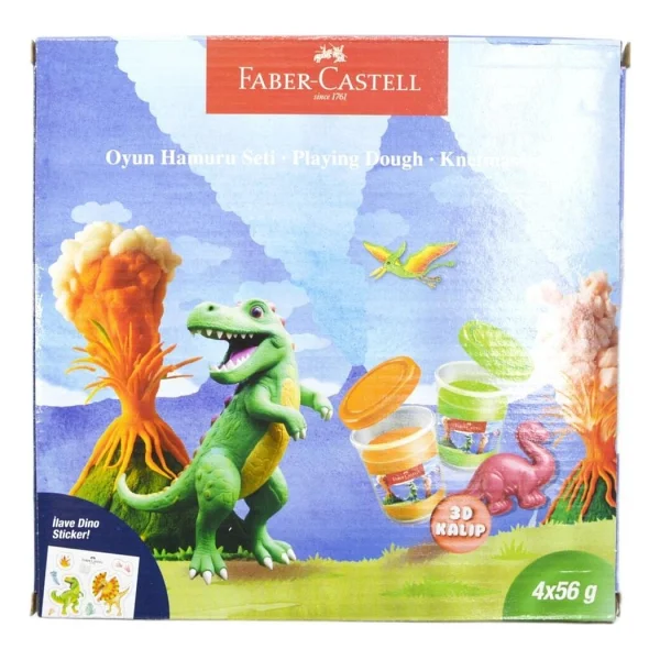 Faber-Castell Dino 4X56 Gr Oyun Hamuru Ve 3D Kalıp Oyun Hamuru Seti - Görsel 3