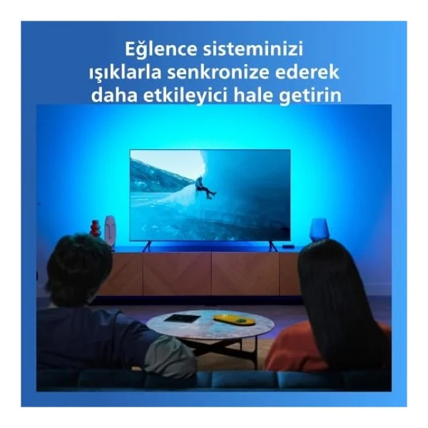 Philips Smart Lighting HDMI Sync Box TV arka ışığı, RGBIC LED şeritler, 55 - 65 inç TV'ler için, senkronizasyon. m. Film, müzik, HDMI 2.0, 4K, 60 Hz'de bağlanır, WiZ ile bağlanır, harici video kaynağı - Görsel 4