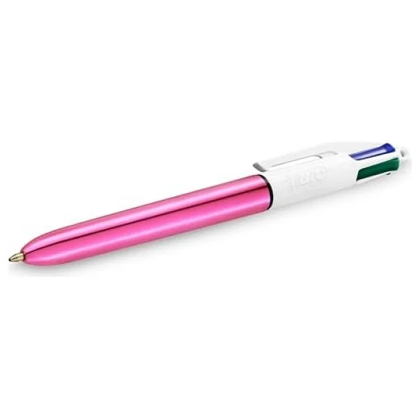 BIC 4 Colours Shine Pembe Gövde Tükenmez Kalem 12'li Kutu, 4 Renk (Mavi, Siyah,Yeşil ve Kırmızı), 1.0 mm. Uç - Görsel 2