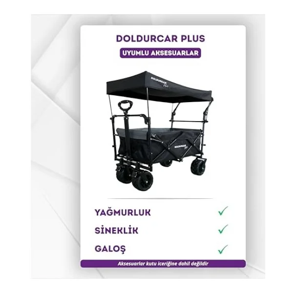 Plus Katlanabilir Vagon Uv Engelleyici Gölgelik Tente Büyük Tekerlekli Plaj ve Kamp Arabası Çocuk ve Yük Taşıma Arabası Bahçe, Seyahat Için Katlanabilir Hafif Alışveriş Arabası - Görsel 2