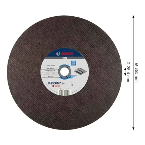 Bosch 2608602759 Eko Seri 355x25.40x3.1 mm Düz Metal Kesici Disk - Görsel 4