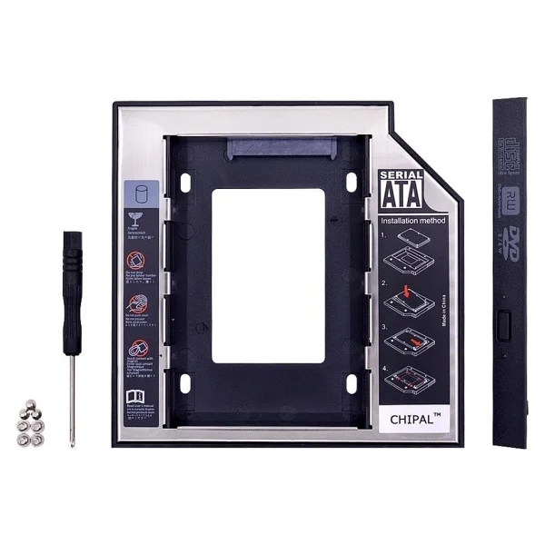 Lunatic 1647 9,5 mm 2,5 inç SSD HDD Sabit Disk İçin Sürücü Sata 3 (Dizüstü Bilgisayar) Sabit Sürücü Çerçevesi SSD veya SATA Diskinizi Harddisk Yuvasına Takıp, Bu Cihaz da DVD/CD okuyucusuna Takılır - Görsel 5