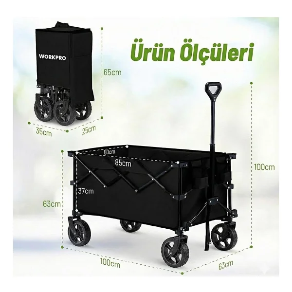 Workpro WP285015 80 kg 4 Tekerli Katlanabilir Yük Taşıma Arabası - Görsel 2