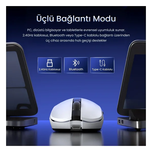 Aula SC590 Pro Siyah Şarjlı Ergonomik Optik Kablolu/Kablosuz Oyuncu Mouse - Görsel 5