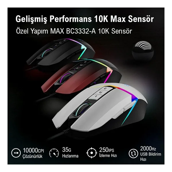 Bloody W60 Max Kırmızı RGB Optik Kablolu Oyuncu Mouse - Görsel 2