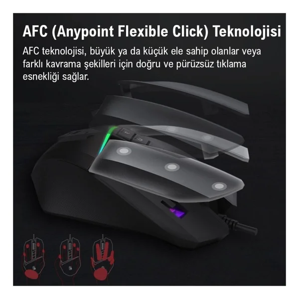 Bloody W60 Max Kırmızı RGB Optik Kablolu Oyuncu Mouse - Görsel 3