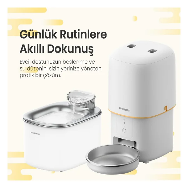 Haustier PWF Akıllı Beslenme İstasyonu, Akıllı Kedi Mama Kabı & Kedi Su Sebili İkisi Bir Arada Avantaj Set, PF02 Akıllı Mama Kabı, WF007L Otomatik Kedi Su Sebili, Combo Set Beyaz - Görsel 5