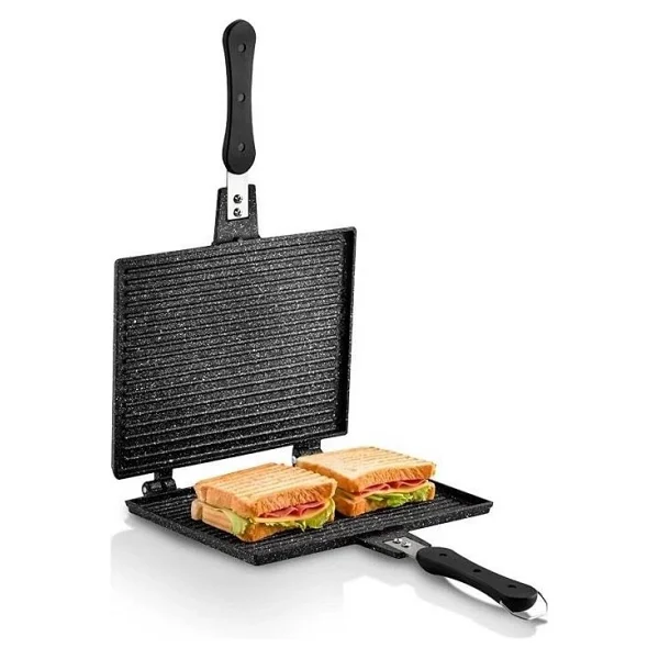 FMS D3001 Siyah Döküm 20x26 cm Ocak Üstü Tost Makinesi - Görsel 4