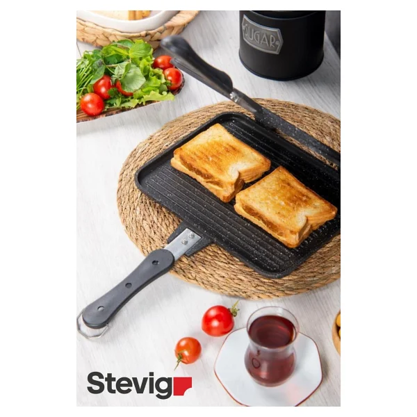 Stevig ST-101 Usta Tostçu Granit Döküm Ocak Üstü Tost Makinesi - Görsel 3