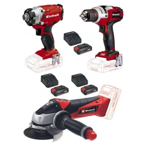 Einhell Te-Ci 18/1 Vidalama Te-Cd 18 Li E Matkap Te-Ag 18/115 Avuç Taşlama 3X2.5 Ah Akülü Usta Seti - Görsel 2