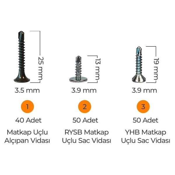 Toko Hobi-2 502 Parça 14 Çeşit, Pul, Çivi, Piton, Kroşe, Vida ve Dübel Seti, Takım Çantalı - Görsel 2