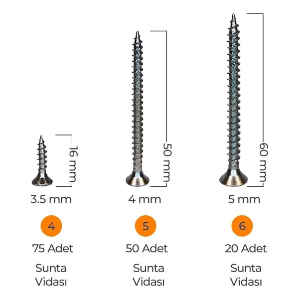 Toko Hobi-2 502 Parça 14 Çeşit, Pul, Çivi, Piton, Kroşe, Vida ve Dübel Seti, Takım Çantalı - Görsel 3