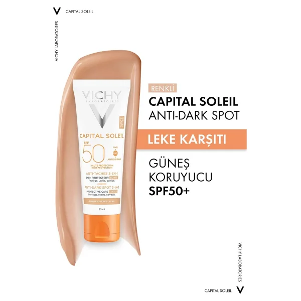 Vichy Capital Soleil 3 in 1 Leke Karşıtı 50 ml 50 Faktör Renkli Güneş Kremi - Görsel 5