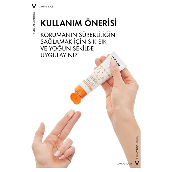 Vichy Capital Soleil 3 in 1 Leke Karşıtı 50 ml 50 Faktör Renkli Güneş Kremi - Görsel 8