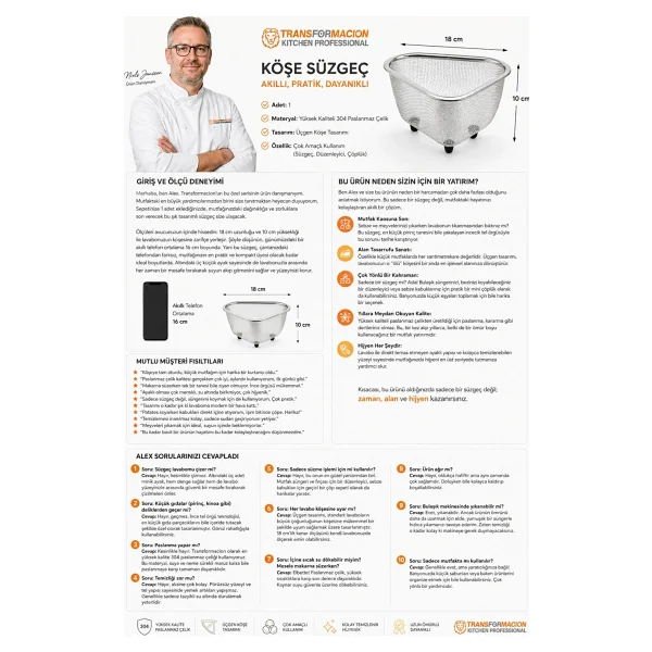 Lavabo Süzgeci -Lavabo Çöplüğü - Lavabo Içi Çöp Süzgeci 304 Paslanmaz Çelik 721845 - Görsel 2