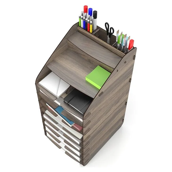 Tower Ofis Masaüstü Organizer 10 Kat Letter A4 Evrak Rafı (Ceviz) - Görsel 5