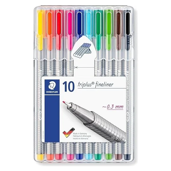 Staedtler Triplus Üçgen Fineliner 0.3 mm 10'lu Keçeli Kalem Seti - Görsel 2