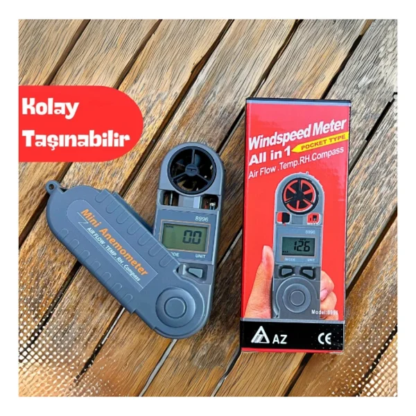 AZ 8996 Profesyonel Mini Rüzgar Hızı Ölçer Çoklu Özellikli - Görsel 5